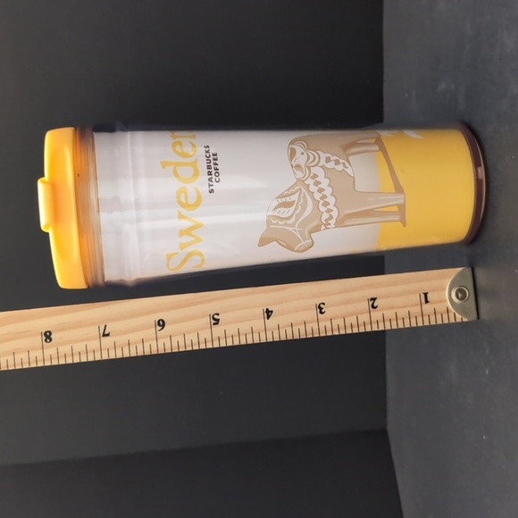 Starbucks 12 oz Sweden Coffee Tumbler with A Dala Horse Graphic,Yellow/White. - Picture 12 of 12